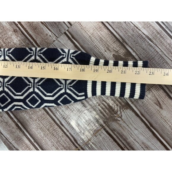 Tory Sport knit merino wool blend geometric pattern sweater sz S / P Navy White - Picture 5 of 6